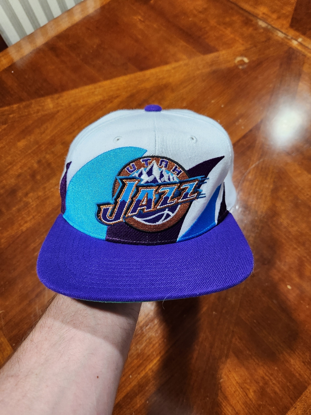 Vintage Mitchell & Ness Utah Jazz Snapback Hat in Purple, Teal, White